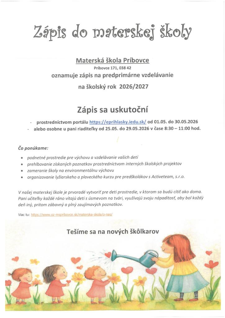 Zápis do materskej školy